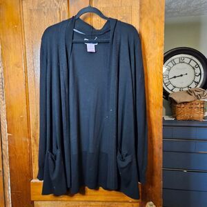 Karen Scott Black Open Front Cardigan – Women’s 3X, Lightweight Layering Piece